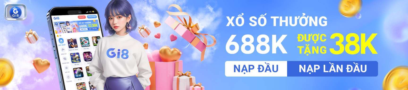 Banner nạp đầu xổ số tặng 38K