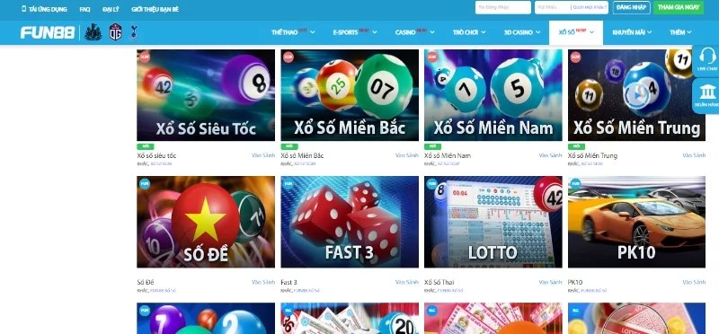 Có nhiều loại hình Lotto đặc biệt tại Fun88